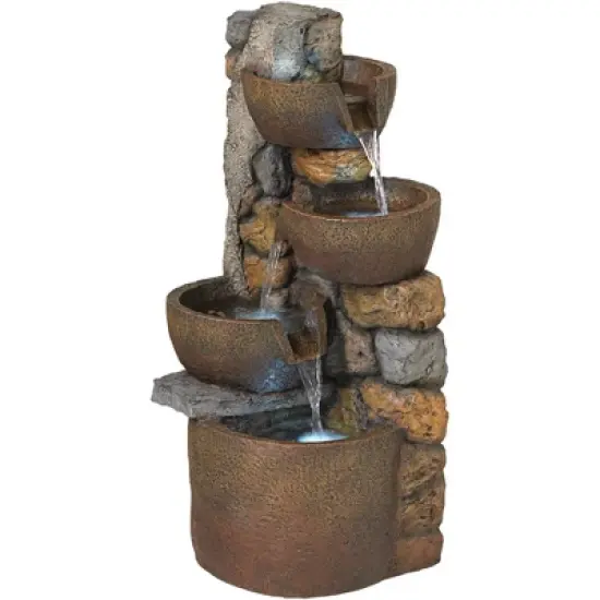 John Timberland Ashmill Urn Rustic Cascading Outdoor Floor Water Fountain with LED Light 29" for Yard Garden Patio Deck Porch Exterior Balcony image {3}