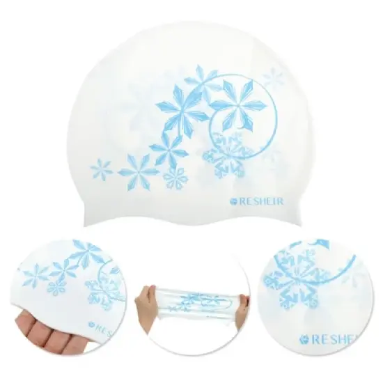 Unique Bargains Silicone Waterproof Floral Pattern Swim Cap 1 Pc image {2}