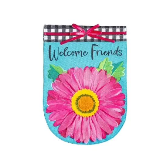Welcome Friends Daisy Burlap Garden Flag image {4}