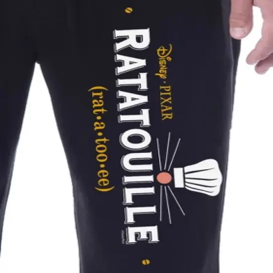Disney Mens' Ratatouille Movie Film Title Sleep Pajama Pants Black image {2}