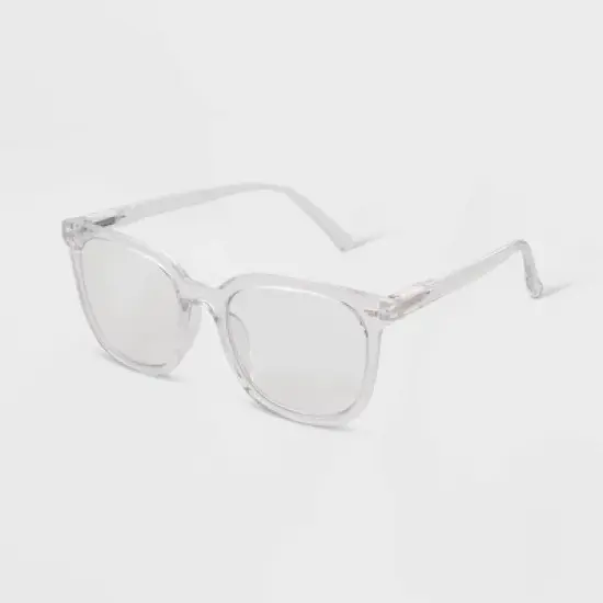 Women's Gloss Plastic Square Blue Light Filtering Reading Glasses - Universal Thread&trade; Clear image {1}