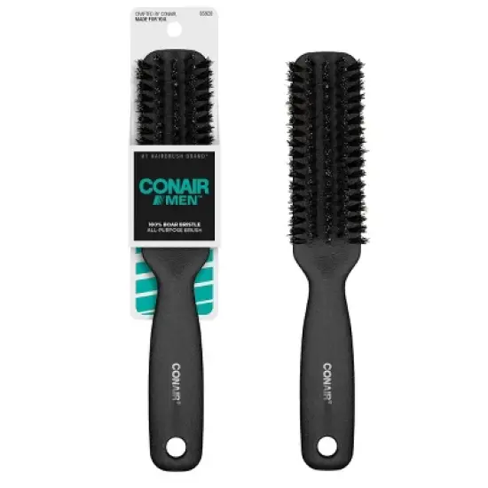 CONAIRMAN 100% Boar Bristle  All-Purpose Hair Brush - All Hair - Trial Size - Black image {6}