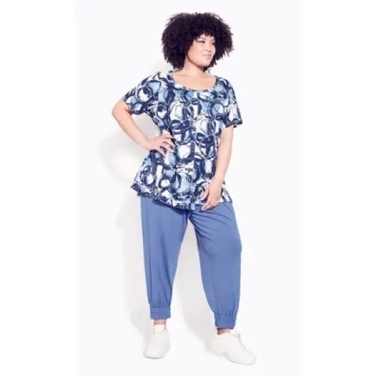 Women's Plus Size Mae Ruffle Print Top - blue | ZIM & ZOE image {8}