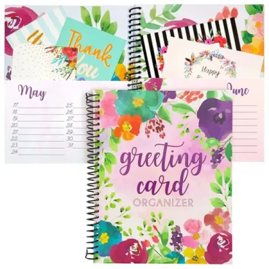 Sustainable Greetings Floral Month By Month Greeting Card Organizer 24 Pockets, Card Keeper Holder Storage for Birthdays, 8.5 x 10 In image {8}
