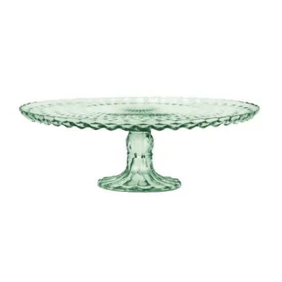 Amici Home Rochester Glass Footed Cake Stand - Round Pedestal for Cakes, Cupcakes, Pastries & Party Desserts, Decorative Centerpiece - Tinted Green image {7}