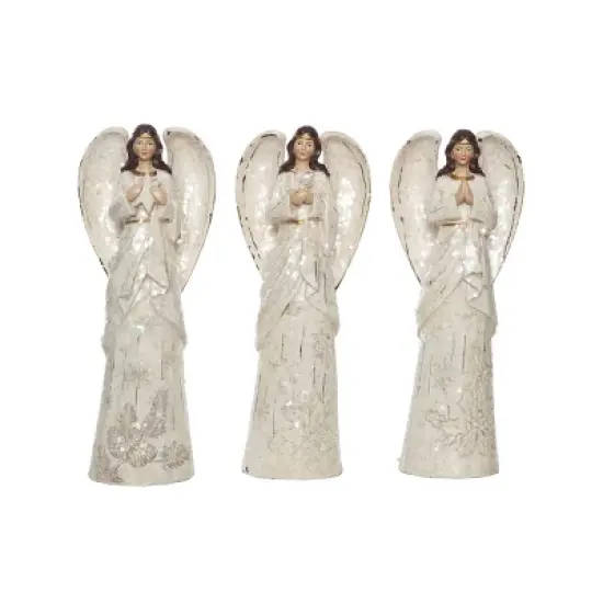 Transpac Large Resin Peaceful Poinsettia Angel Figurine Set of 3 Christmas Home Decorations for Festive Decor image {1}