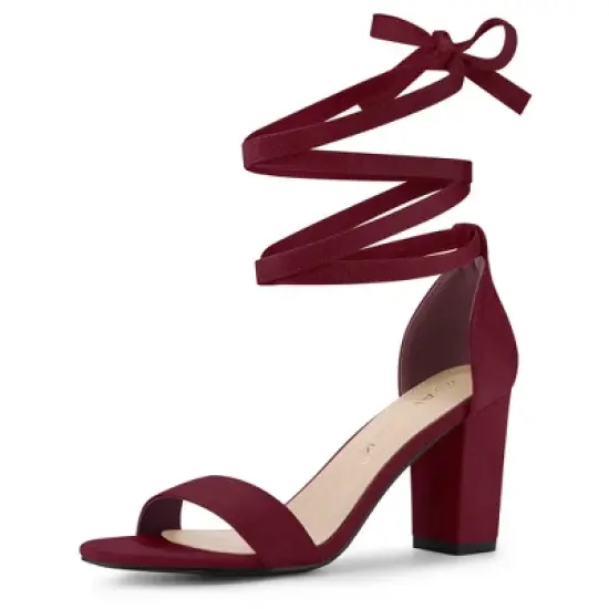 Allegra K Women's Lace Up and Ankle Strap Chunky Heel Sandals image {12}