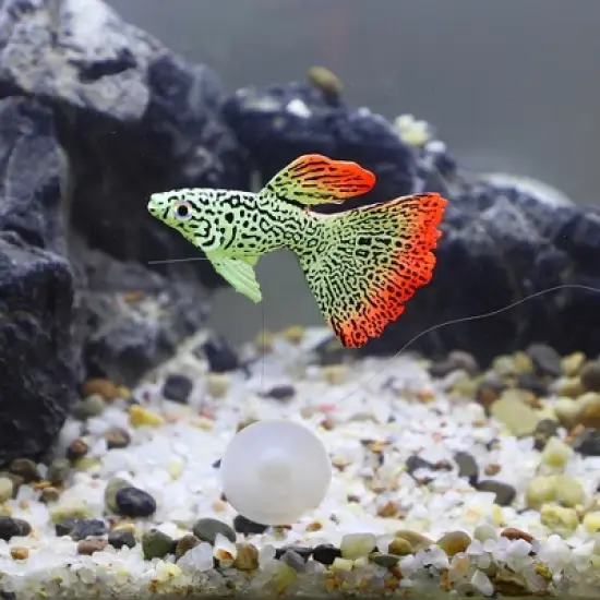 Unique Bargains Aquarium Glowing Decoration Artificial Fish Ornament with Suction Cup Yellow Orange 1 Pcs image {4}