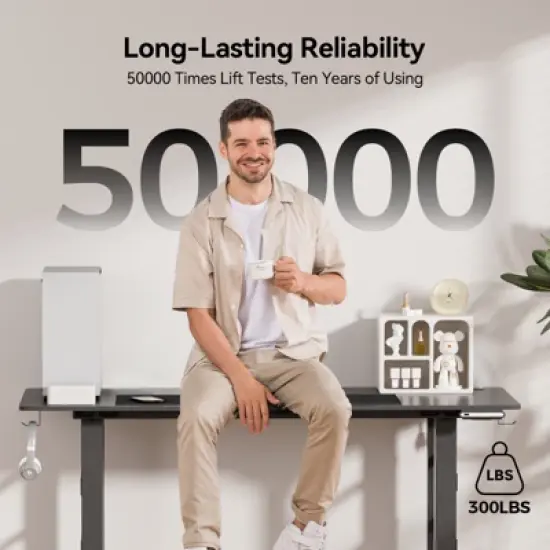 GTRACING Electric Standing Desk, Adjustable Height Dual Motor Lift Desk, Home Office Gaming Desk Black image {2}