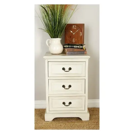 Wood 3 Stack Nightstand Antique Ivory - Olivia & May image {3}