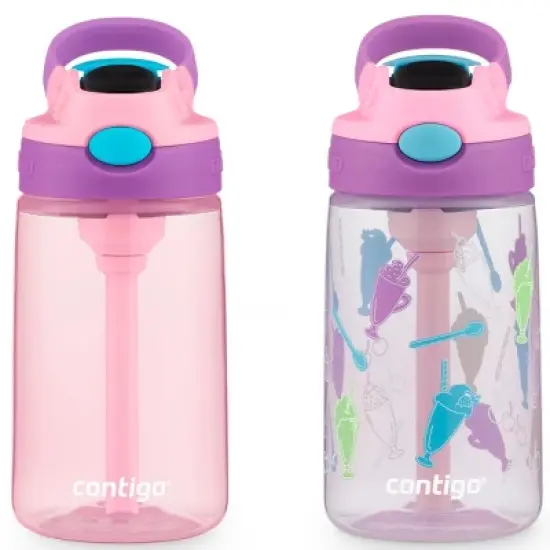Contigo 14 oz. Kid's Plastic Water Bottle with Redesigned Autospout Straw 2-Pack image {5}