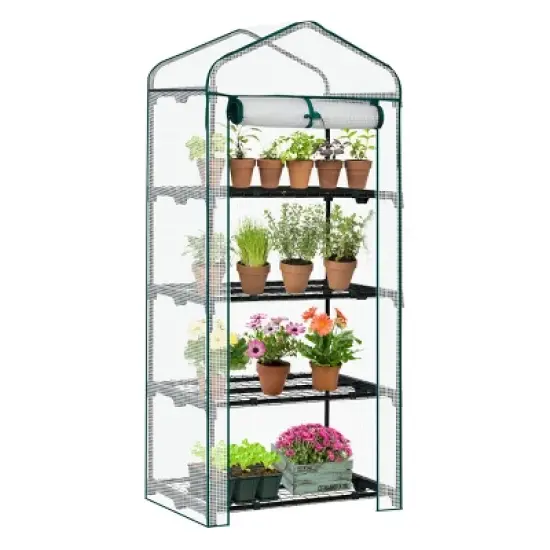 SEVOBAL Greenhouse Mini 4 Tier Green Houses Rolling Door Full Plant Grow Early Spring Seed Germination Indoor Growing Outdoor, White, 72"*48.5"*8.5" image {5}