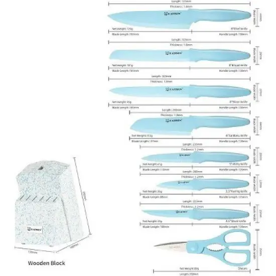 14 Pieces Fancy Rainbow Titanium Coating Kitchen Knife Set image {1}