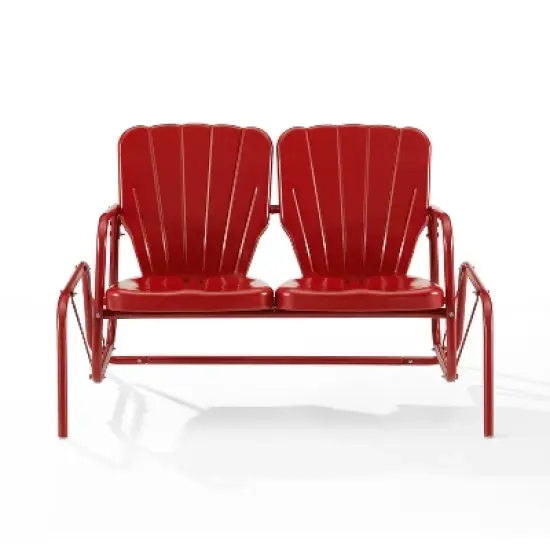 Ridgeland Outdoor Metal Loveseat Glider - Red - Crosley image {3}