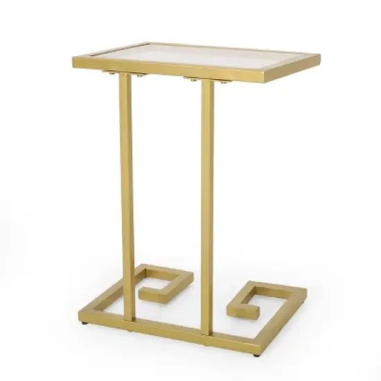 Hickson Modern Glam C Shaped End Table Gold - Christopher Knight Home image {2}