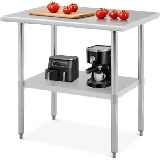 Stainless Steel Table for Prep & Work,2-Tier Shelf Commercial Metal Worktable Adjustable Height & Leveling Feet for Restaurant image {8}