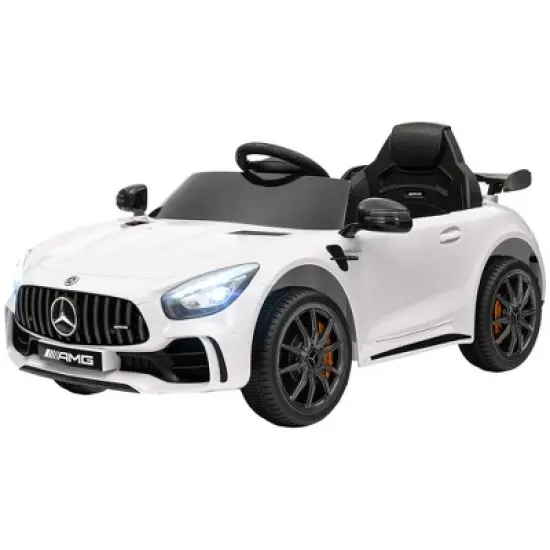 Qaba Mercedes-Benz AMG GTR Licensed 12V Kids Ride on Car with Remote Control, Soft Start, LED Lights, Music Horn & 3 Speeds for 3-6 Years, White image {3}