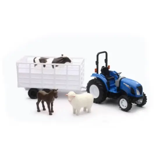 New Ray 1/20 New Holland Boomer 55 Tractor with Wagon and Animals 05735A image {1}