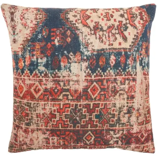  Persian Print Square Throw Pillow Red - Nicole Curtis image {7}
