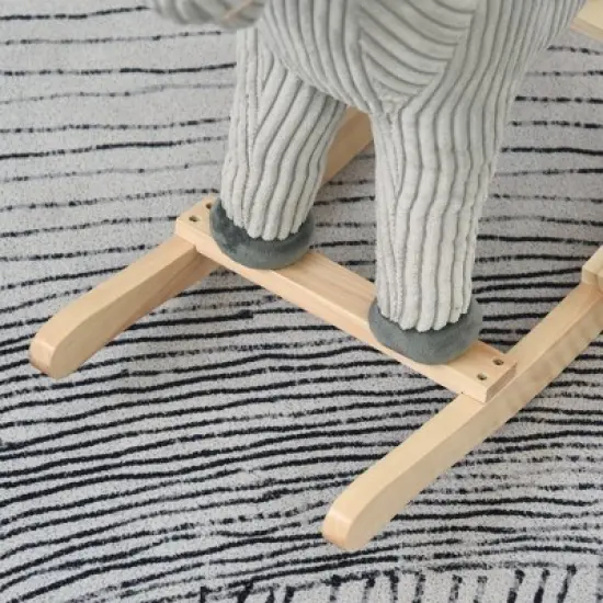 Qaba Kids Rocking Horse, Plush Ride on Horse, Toddler Rocker for 36-72 Months Boys and Girls with Realistic Sounds, Gray image {5}
