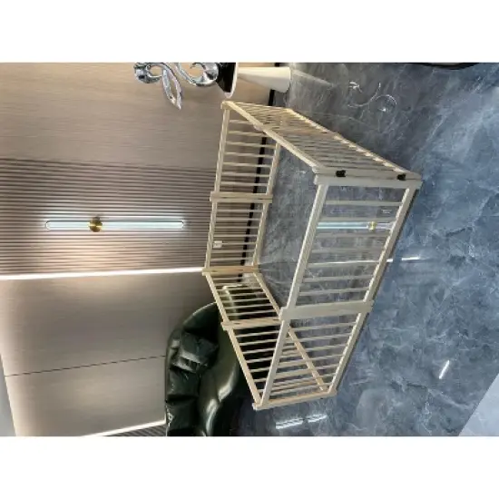 Racxily 31"H Folding Wooden Freestanding Dog Gate, Dog Gates for Doorways, Stairs, Wood Dog Fences Indoor Pet Gate, Step Over Fence-8 Panel image {6}