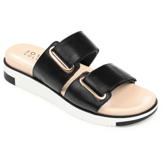 Journee Collection Womens Ashanti Slip On Slide Multi Strap Sandals image {9}