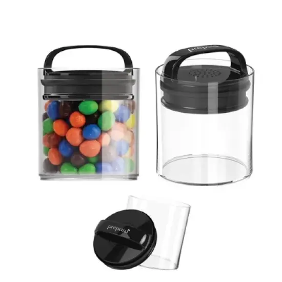 Prepara Evak Fresh Saver Short Vacuum Seal Canisters, Small - Grip Handle Lid, BPA Free Twin-Valve Airtight Jar for Coffee, Tea, Snacks (2-Pack) image {6}
