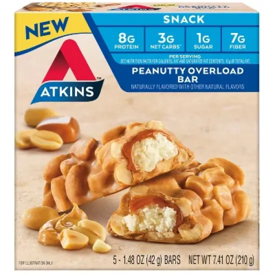 Atkins Peanutty Overload Snack Bars - 7.41oz/5ct image {8}