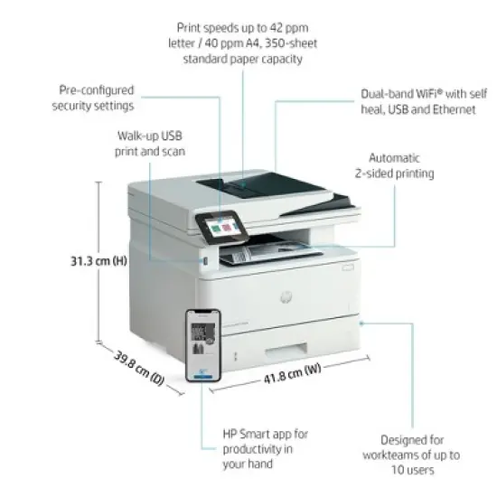 HP LaserJet Pro MFP 4101fdn Laser Printer, Black And White Mobile Print, Copy, image {7}