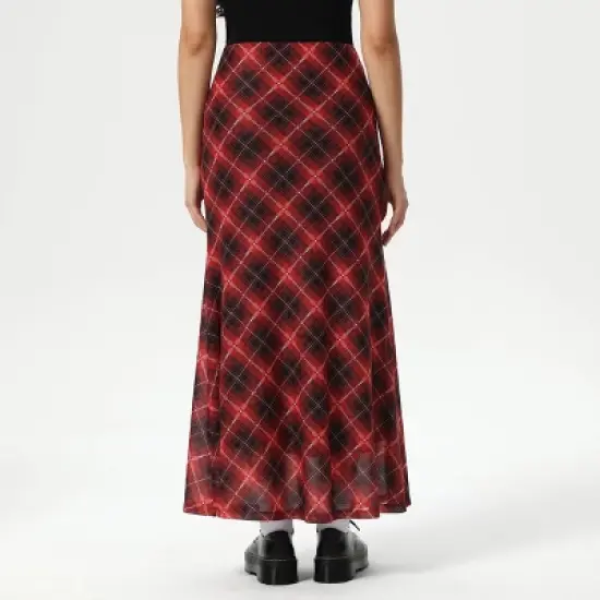 Women's Slight Fishtail Mesh Skirt - Wild Fable&trade; Red Plaid image {4}