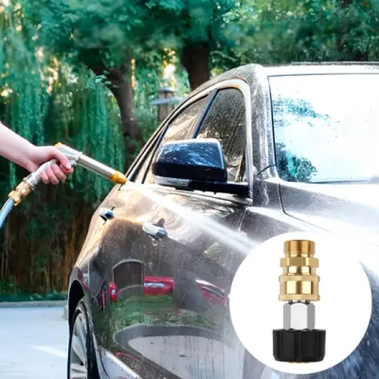 Syemin Landscape Equipment Parts and Accessories, 8-Piece Pressure Washer Adapter Set, Quick Disconnect Kit for Lawn, Gold, 1.14" * 1.14" * 1.18" image {4}