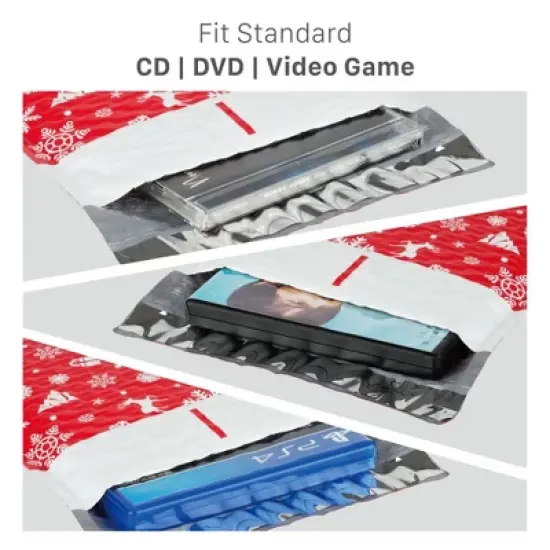 Fosmon 6.5 x 10 #0 Christmas Holiday Poly Bubble Mailer Gift Wrap, Lightweight Water/Dust/Shock/Tear Resistant Padded Shipping Envelopes image {5}