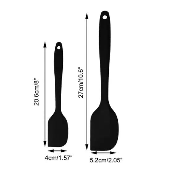 Unique Bargains Heat Resistant Non-scratch Non Stick Rubber Spatula Set Red, Black, Pink, Green 4 Pcs image {1}