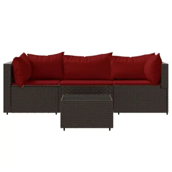 vidaXL Patio Lounge Set Brown and Cinnamon Red image {2}