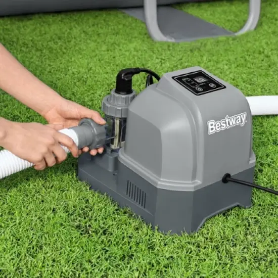 Bestway Flowclear Hydrogenic 6 G/H Digital Self Cleaning Saltwater Chlorinator with Adapters and pH Test Strips for Above Ground Swimming Pool image {4}