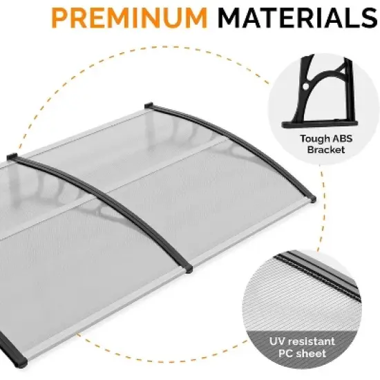 VINGLI Window Awning Door Canopy Exterior, 40" x 80" Awnings (Clear Board & Black Bracket) image {5}