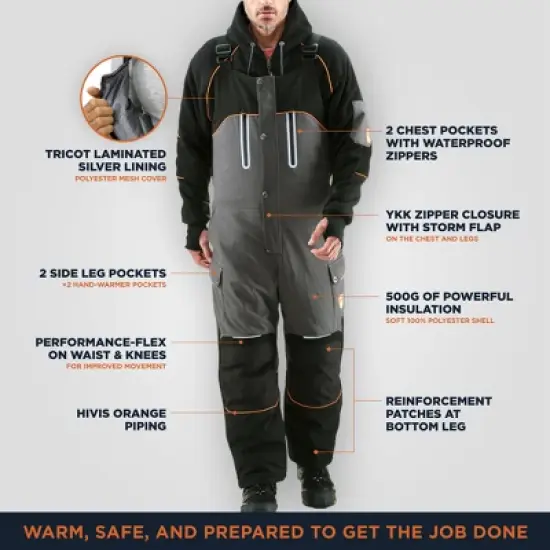 RefrigiWear Men's PolarForce Warm Insulated Bib Overalls with Performance Flex image {2}
