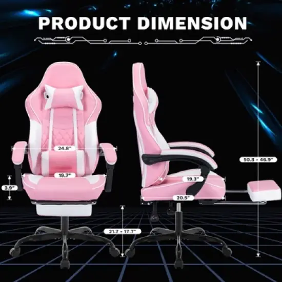 Bosmiller Ergonomic Video Gamer Chairs, Computer Gaming Chairs with Massage Lumbar Support and footrest for Adults image {4}