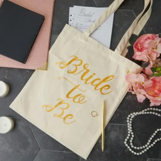 Blue Panda Bridal Shower Canvas Tote Bag - 5-Pack Reusable Shopping Bags for Wedding Favors, Bachelorette Party Gifts, and Bridal Shower, 13.5x12" image {2}