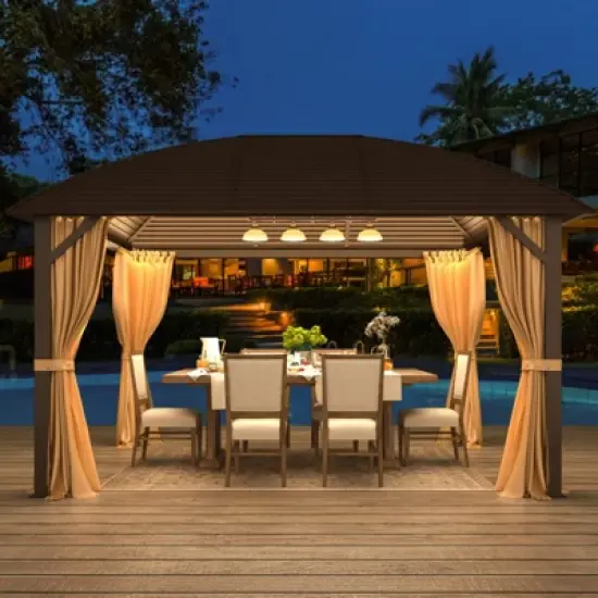 EROMMY 13 Ft. W X 10 Ft. D Aluminum Patio Gazebo image {1}