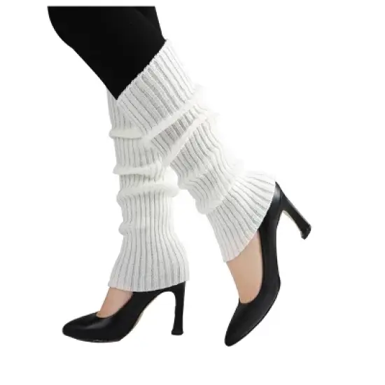 Allegra K Women's Knitted Solid Color Warm Knee High Length Ribbed Leg Warmers image {2}
