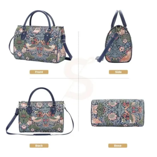 Signare USA William Morris Strawberry Thief Blue Travel Bag image {1}