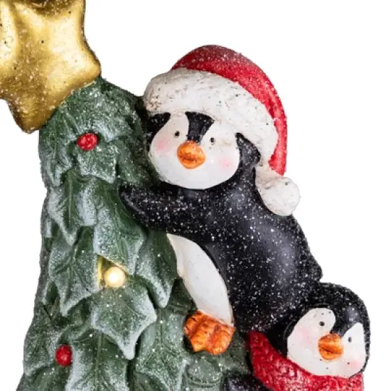 Northlight Lighted Gnome with Penguins Christmas Decoration -17" - Clear LED Lights image {7}