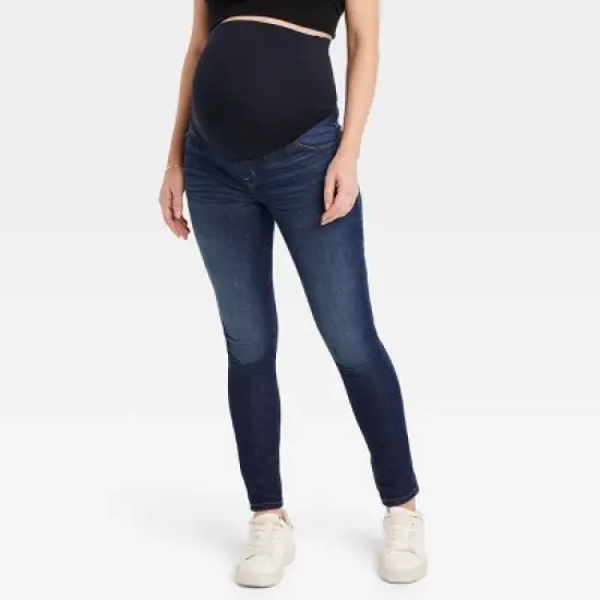 Over Belly Skinny Maternity Pants - Isabel Maternity by Ingrid & Isabel&trade; Dark Wash image {5}