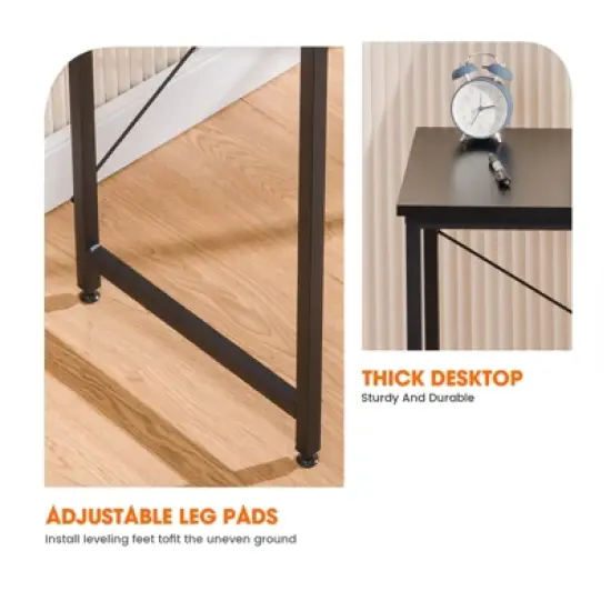 COMHOMA 32''/47" Desk, Study Writing Table for Small Space, Save Space Office Desk with Metal Legs image {4}