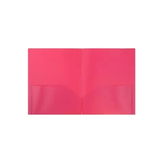 JAM Paper Plastic Two-Pocket School POP Folders Fuchsia Hot Pink Bulk 96/Pack (383FUB) image {1}