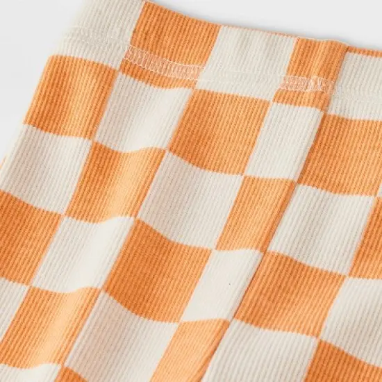 Baby 2pc Teddy Bear Halloween Pumpkin Pullover & Checkered Bottom Set - Orange image {3}