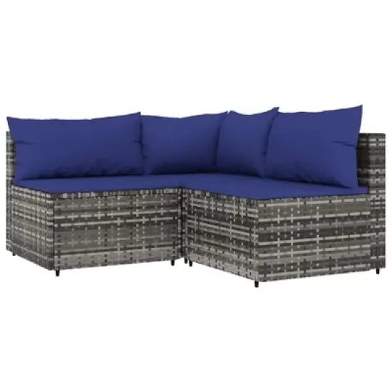 vidaXL Patio Lounge Set Gray PE Rattan Standard Modular image {10}