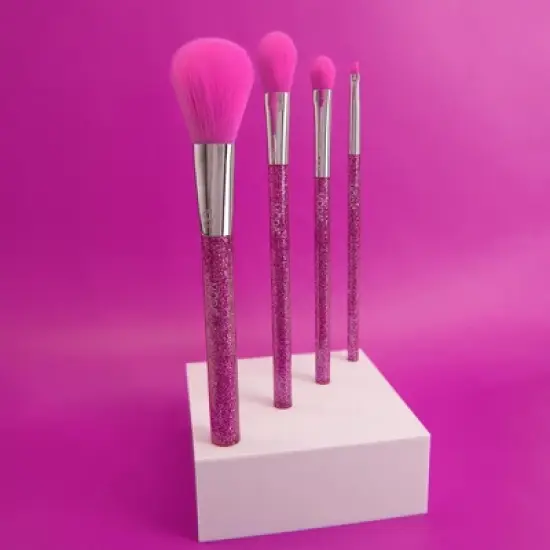 MODA Brush Neon Purple Glitter Face Makeup Brush Kit - 4pc image {2}