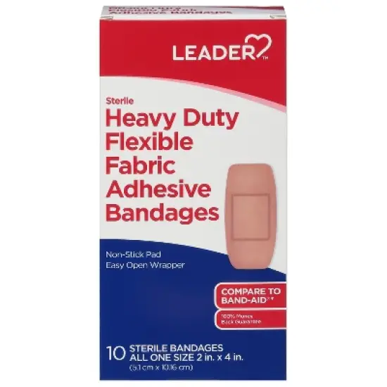 Leader Flexible Fabric Heavy Duty Sterile Adhesive Bandages 10 ea image {6}
